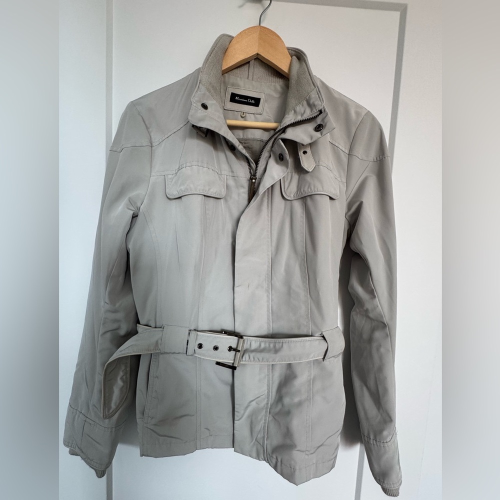 Massimo Dutti off white/ cream Belted Jacket